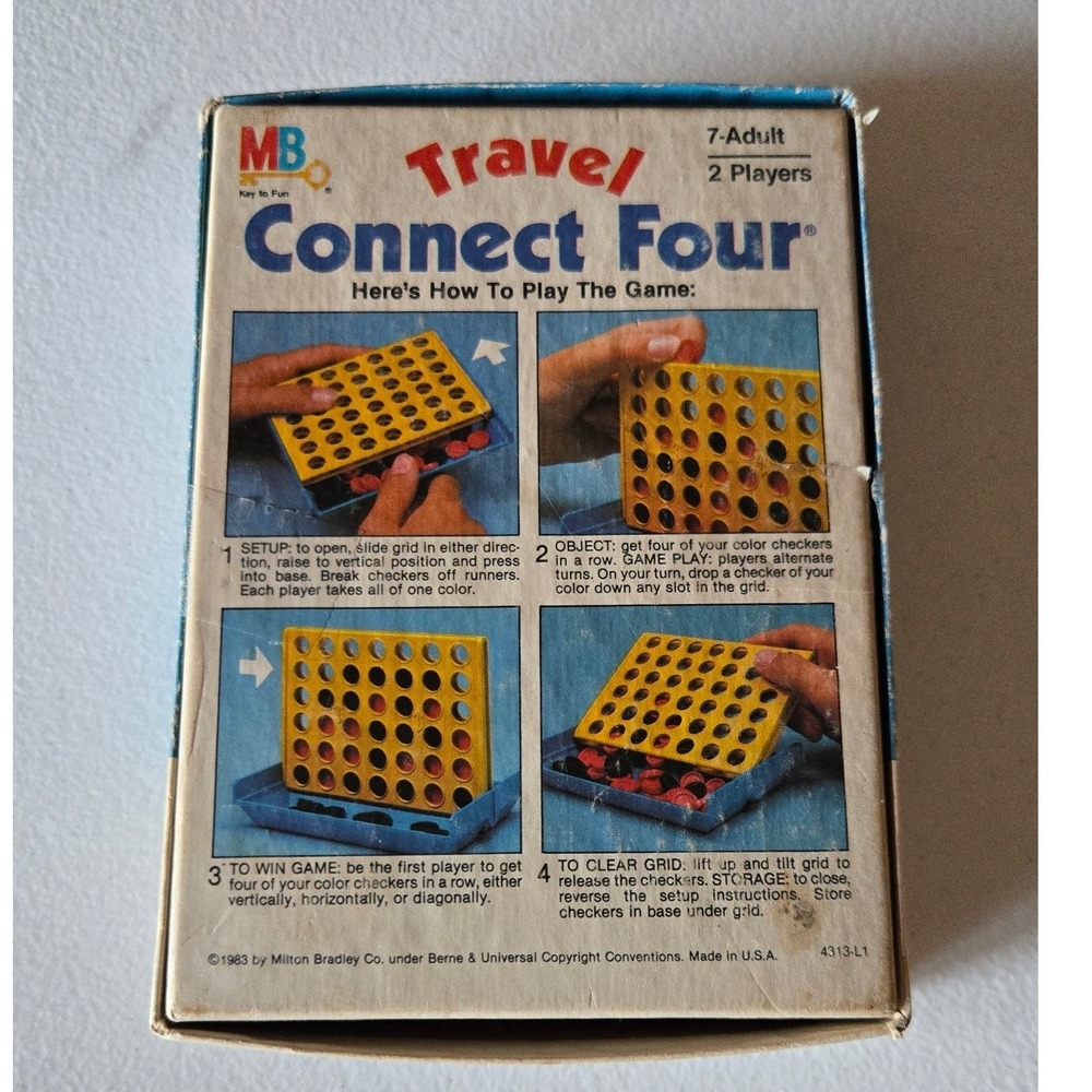 Vintage 1983 Milton Bradley Travel Connect Four Vertical Checkers Game⁷ - Picture 6 of 6